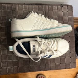 Adidas white and blue sneakers
